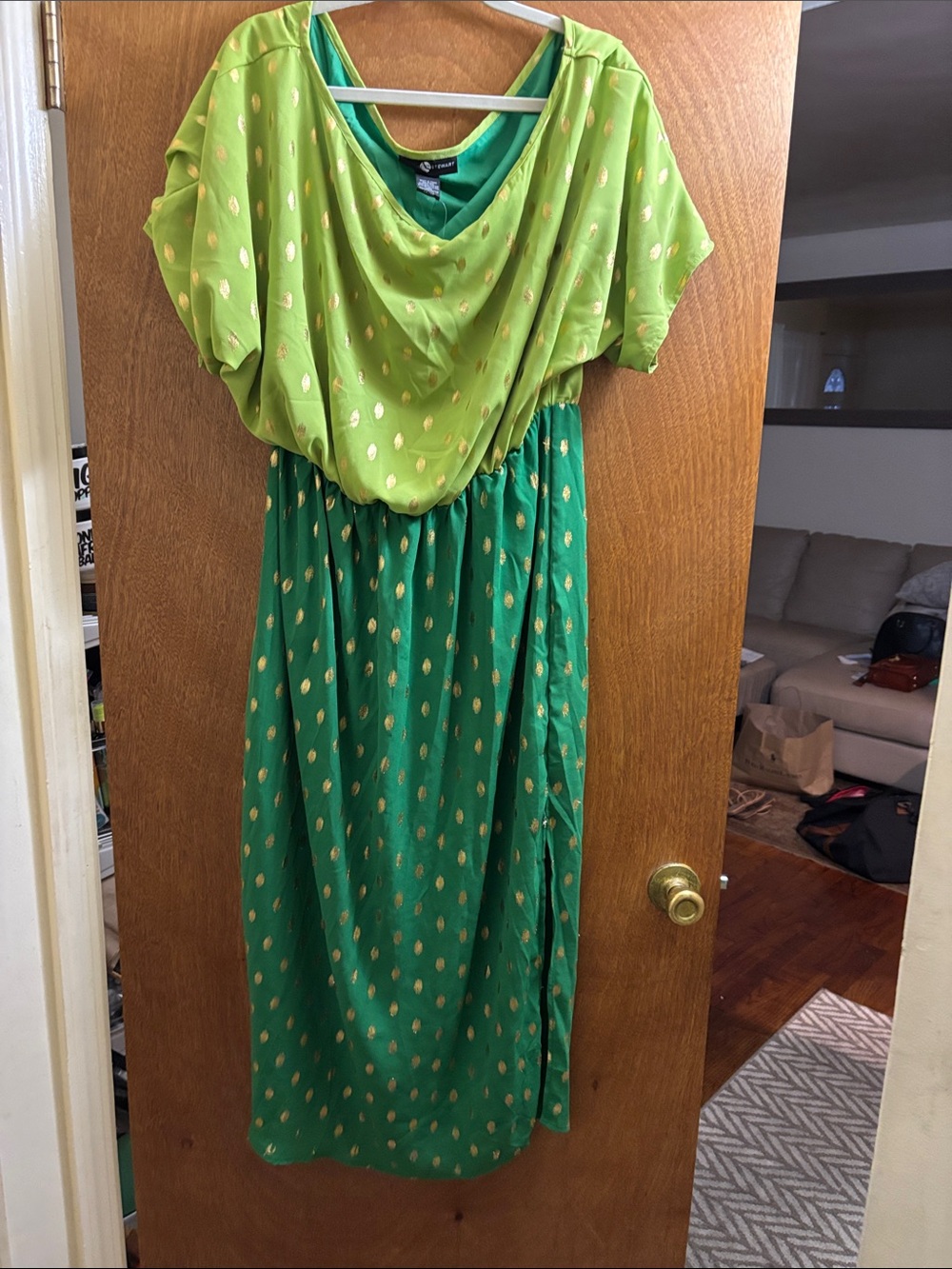 Green and Lime Gold Dot Maxi Dress